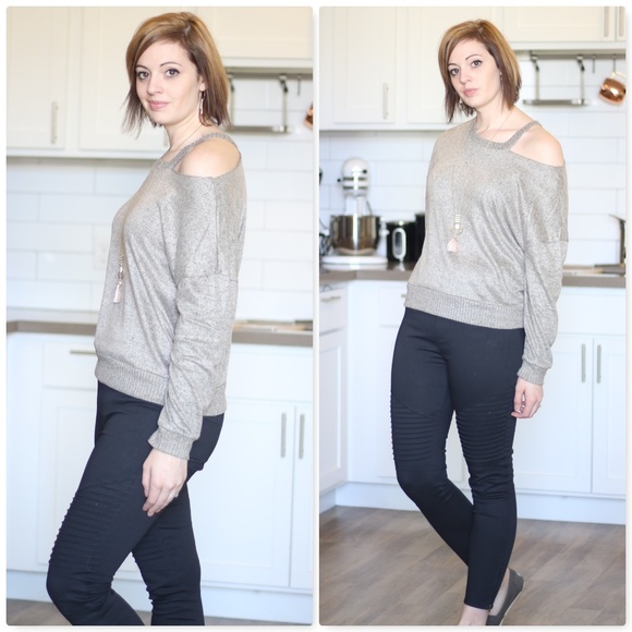 Taupe Cut Out Detail Hacci Sweater Top - Picture 4 of 7